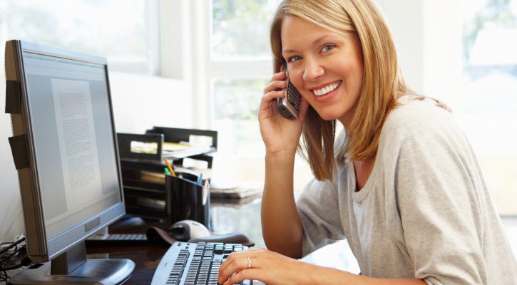 Woman working in home office